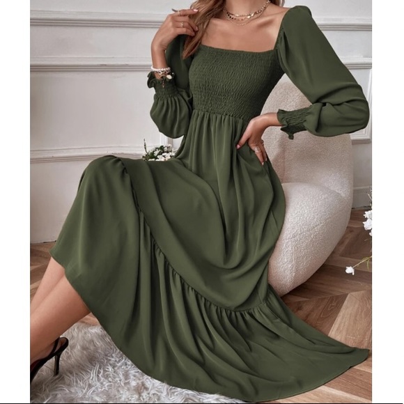 Boho black shirted ruffle hem flounce sleeve maxi dress - Picture 2 of 16